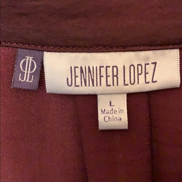 Jennifer Lopez off shoulder silky maroon blouse L - Picture 4 of 8